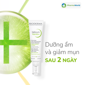 Bioderma Sébium Kerato+ 30ml - Gel-cream hỗ trợ giảm mụn, làm mịn da