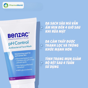 Benzac Antibacterial Face Wash PH Control 150ml - Sữa rửa mặt kháng khuẩn